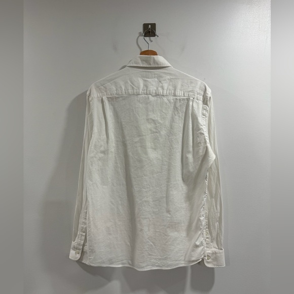 Faherty Men White Stretch Oxford Button Down Shirt Size Medium - Picture 7 of 8